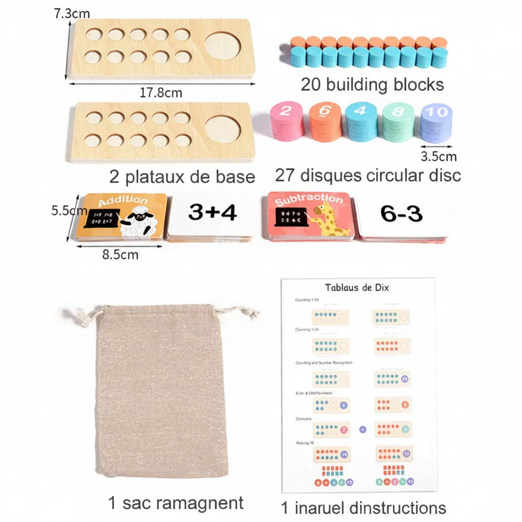 Tableau de Calcul Montessori en Bois – Mathématiques & Éveil 3 ans+
