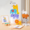 Jeu d'Empilage Animaux en Bois Montessori – Puzzle Équilibre 3 ans+